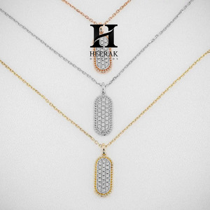 จี้เพชรทรงรีทองคำ 14K หรูหรา ประดับเพชรแบบ Pave ได้รับการรับรองจาก IGI เพชรเพาะเลี้ยงในห้องปฏิบัติการ จี้ทรงเม็ดยาแบบ Micro Pave พร้อมจี้ห้อยแบบปรับแต่งได้ - Product Image 2