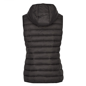 Gilet matelassé imperméable en toile noire à capuche pour homme, fermeture éclair, coupe-vent, veste d'hiver décontractée, coupe ajustée, couleur unie, polyester - Product Image 1