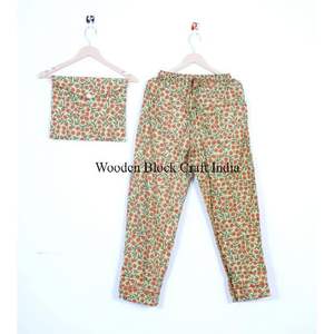 Ensemble de pyjama en coton fait main pour femmes, imprimé floral d'été, respirant, doux, séchage rapide, confortable, longueur intégrale, vêtements de nuit - Product Image 2