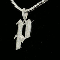 Personnalisé 925 Argent Hip Hop VVS Moissanite Diamant Pendentif Collier P Lettre Charme Collier Unique Numéro Motif