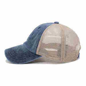 หมวกแก๊ปปักโลโก้ผู้ชายแบบปรับได้ ขายดีที่สุด หมวกกีฬา หมวกเบสบอล 5 แผง แบบเรียบ ปรับแต่งได้ - Product Image 4