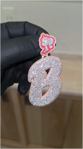 Colgante de Letra Inicial Personalizado de Hip Hop Chapado en Oro Rosa con Diamantes Iced Out, Colgante de Nombre de Plata Esterlina 925 con Moissanita VVS - Product Image 3