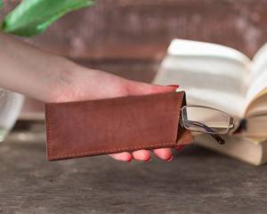 Premium Cowhide Leather Glasses Case Handmade Soft Spectacles Pouch Luxury Slim <b>Sunglasses</b> Cover Leather Bag LGC-0144 - Product Image 3