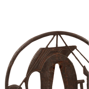 Tsuba de hierro del período Edo japonés con diseño de barco del tesoro Hosen, accesorios de espada antiguos sin marcar - Product Image 6