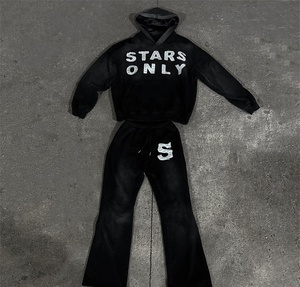 Custom Logo Streetwear Solid Fleece Men <b>Tracksuit</b> Regular Fit Polyester/Nylon Breathable Lightweight Joggers Flared Sweatpants - Product Image 1