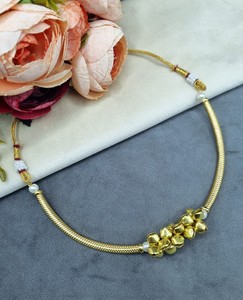 Ethnic Ghungroo Pearl Bead Hasli Collar Necklace Reception Party Wear Jewelry Gold Plated Necklace <b>Artificial</b> Jewelry Wholesaler - Product Image 1