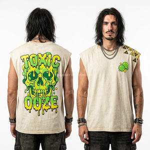 Camiseta Personalizada Color Malva con Lavado Ácido, 220GSM, Estampado Gráfico de Calavera Desert Tomb, Ropa Urbana para Hombre, Fabricante y Proveedor al por Mayor - Product Image 3