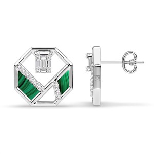 Pendientes de Diamantes Geométricos de Lujo, Pendientes de Diamantes Naturales y Cultivados en Laboratorio, Oro de 10K, 14K, 18K, Platino, Plata, Diseño de Diseñador, Uso Diario - Product Image 2