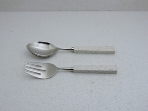 stainless steel salad tools resin handle cutlery set kitchen tools salad <b>server</b> spoon fork <b>buffet</b> catering private label - Product Image 2