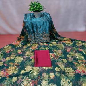 Nouveauté 2026 : Tissu en Chiffon de Luxe Somalien Fransawi Dirac avec Motifs Floraux et Paillettes Dorées Intricats – Idéal pour la Mode Sportive - Product Image 1