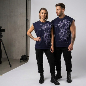 เสื้อกล้ามผู้ชายสไตล์ใหม่ปี 2026 ลายพิมพ์มังกรสีเงิน พร้อมหมุดตกแต่งด้านหน้า คอกลม สีน้ำเงินเข้ม ผ้าฝ้ายถัก - Product Image 3