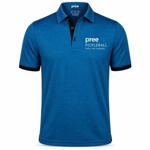 Polo de pickleball para hombre de manga corta, con tecnología de absorción de humedad, tela híbrida de compresión, estampado personalizado por transferencia térmica. - Product Image 1