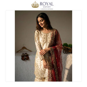 Collection de vêtements indiens de haute qualité, très demandée, de la marque Fandy, ensemble Sharara en soie avec broderies, à prix bas. - Product Image 6