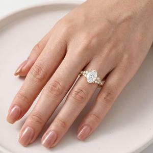 Lab Grown Oval Cut Diamond Engagement Ring 925 Sterling silver IGI Certificate Luxurious Vintage Cluster Gift Ring <b>for</b> <b>Women</b> - Product Image 6