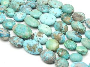 Chaîne de perles ovales lisses et polies en turquoise, 8 pouces, 15-30 mm de long, pierre naturelle certifiée par un tiers PMEGEMSBEADS - Product Image 3