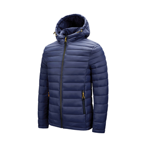 Veste matelassée à capuche pour homme, couleur unie, coupe-vent, fermeture éclair, vêtement d'extérieur décontracté pour l'hiver, coque en nylon 400g - Product Image 6