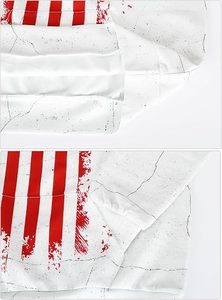 Sweat à capuche décontracté blanc à imprimé graphique rouge et bleu d'inspiration vintage avec motif étoile et manches longues - Product Image 3