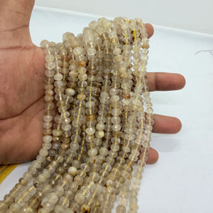 ลูกปัดควอตซ์รูไทล์สีทองธรรมชาติทรงรอนเดลล์ขนาด 8 มม. ความยาว 16 นิ้ว สำหรับทำเครื่องประดับควอตซ์รูไทล์สีทอง ขายส่งจากผู้ผลิต - Product Image 1