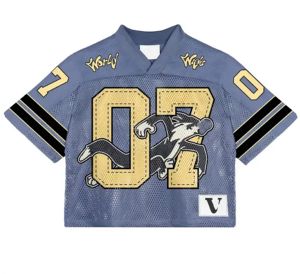 Jersey de malla de punto oversize con cuello en V estilo vintage americano para hombre, corte holgado, fabricado a medida - Product Image 5