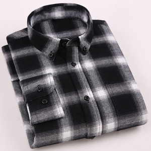 Chemise en flanelle pour homme sur mesure, manches longues, à carreaux, boutonnée, chemise décontractée en coton à carreaux - Product Image 1