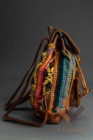 Sacs à dos en cuir véritable Jacquard Kilim faits à la main Sacs à dos style occidental vintage Sacs à dos unisexes de style bohème rustique uniques