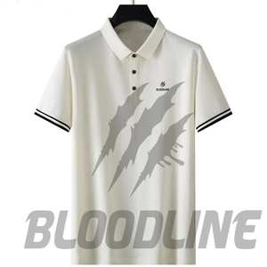 Chemise à manches courtes pour homme Bloodline, couleur unie, tissu Oxford, imprimé, coupe classique, respirante, blanche - Product Image 1