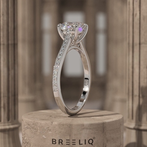 Custom 14K White Gold 2CT Cushion Cut Diamond Engagement Ring Pave Band <b>Bridal</b> Ring - Product Image 2