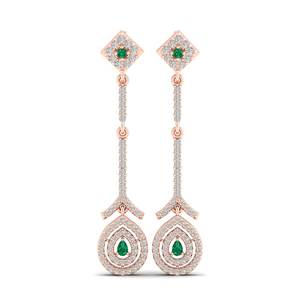 Boucles d'oreilles REYES en or 14 carats avec diamants en forme de goutte d'eau pour femmes, taille poire, 0,09 carat, émeraude, bijoux fins pour mariage, prix de gros - Product Image 2