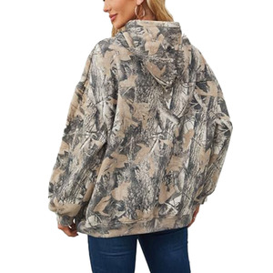 Sudadera con Capucha con Estampado de Camuflaje, Corte Holgado, Manga Regular, Tejida, Informal, Unisex, para Otoño, Transpirable, con Bolsillos - Product Image 3