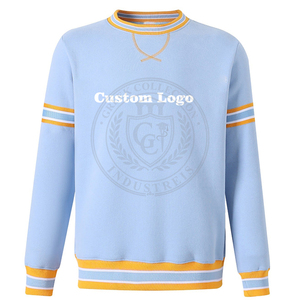 Sudadera de Mujer Personalizada de la Colección Griega, Color Azul Claro, Tejida, con Logotipo, de Algodón y Felpa, Cuello Redondo, Estilo Universitario, para Invierno - Product Image 1