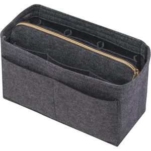 Small Grey Zipper Felt <b>Bag</b> Organizer Insert for Tote Purse <b>Charms</b> Product - Product Image 1