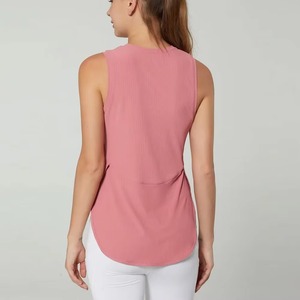 2026 Custom Womens Knitted Tank <b>Top</b> Plain Color <b>Ladies</b> Gym Sport <b>Vest</b> Fitness Wear Curved Hem Stylish Tank <b>Top</b> for Women - Product Image 2