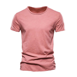 T-shirts pour hommes durables 100% coton biologique gaufré respirant poids lourd solide sérigraphie numérique mélange de styles en vrac Stock - Product Image 1
