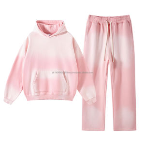 Gran oferta personalizado bordado impreso francés Terry algodón 360GSM Vintage Spray teñido apilado Legging pantalones de chándal y conjunto de sudaderas con capucha - Product Image 4