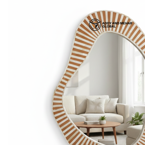 Espejo de Pared Cuadrado Art Deco de MDF Hecho a Mano con Rayas Irregulares, Espejo de Pared Decorativo Moderno y Ecológico para Bodas - Product Image 5