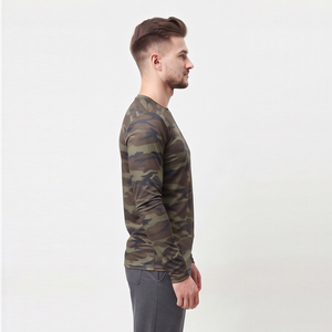 <b>Camo</b> Printed Men Long Sleeve Yoga T-Shirt High Quality Polyester Tee <b>Top</b> Men Slim Fit Gym Fitness Tee Printed Base Layer T Shirt - Product Image 3