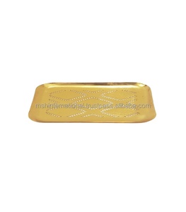 Gold Plated Rectangle Decorative Tray Abstract Pattern Modern Design Single Piece <b>Home</b> Decor - Product Image 2