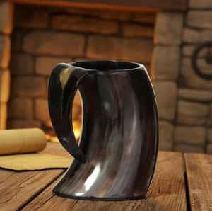 Jarra de Cuerno Vikinga de Alta Calidad 100%, Taza de Vino Tallada Estilo Europeo, Jarra de Cuerno de Búfalo/Vaca con Ágata para Beber Café, Última Tendencia - Product Image 4