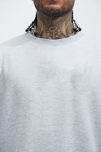 Sweat-shirt blanc surdimensionné à col rond pour homme, en molleton de coton gris uni, coupe décontractée, style automne, manches classiques - Product Image 2