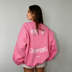 Oferta: Sudadera de cuello alto bordada 100% algodón con forro polar para mujer 2027, estilo oversize, holgada, de manga larga, para invierno. - Product Image 5