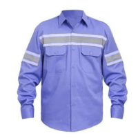 Chemise de travail réfléchissante rouge pour homme, polyester, manches longues, uniforme haute visibilité avec poches poitrine