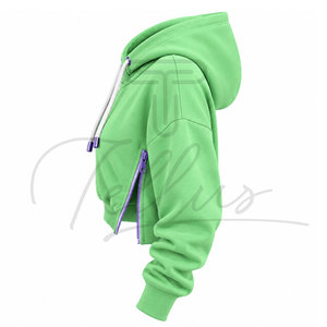 Sudadera Corta de Alta Calidad para Mujer, Sudadera Corta Oversize de Color Sólido con Hombros Caídos, Manga Larga, Tejido de Algodón, Ropa de Otoño - Product Image 6