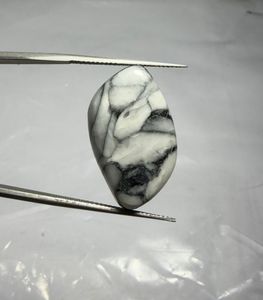 Cabochon de Jaspe Pinolithe Naturel, Pierre Précieuse en Cristal pour Création de Bijoux, Fourniture de Pierres de Guérison, Blanc et Noir - Product Image 1