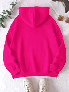เสื้อฮู้ดดี้ปักลายสีชมพูสดใส ทรงโอเวอร์ไซส์ ผ้าฝ้ายฟลีซ ระบายอากาศได้ดี เหมาะสำหรับฤดูหนาว สไตล์ลำลอง สตรีทแวร์ ใส่ได้ทั้งผู้หญิงและผู้ชาย - Product Image 3