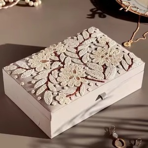 Wood Crafts Designer <b>Seed</b> Beads Polished Multifunction Jewelry Beaded Embroidery Bracelet <b>Storage</b> Box Elegant Lid for Holiday - Product Image 3