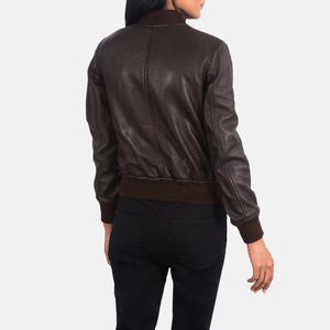 Blouson en cuir vieilli personnalisé pour femme, en véritable peau de mouton, style motard, coupe ajustée, avec doublure en coton tricoté imprimé, vêtement d'extérieur - Product Image 4