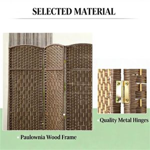 Paravento Pieghevole Marrone a 3 Pannelli, Pratico Divisorio per Privacy e Separazione Ambienti - Product Image 4