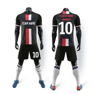 Maillot de football personnalisable, ensemble complet, col en V, manches courtes, nom du joueur, anti-UV, respirant, séchage rapide, maille polyester, football pour hommes - Product Image 4