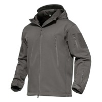 Veste Softshell Personnalisée en Toile pour Homme, Doublure Polaire, Imperméable, à Capuche, Blocs de Couleurs, Fermeture Éclair Intégrale, Manteau Chaud d'Hiver pour le Streetwear et l'Extérieur