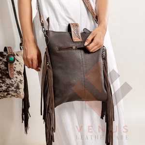 กระเป๋าสะพายของผู้หญิงหนังวัวแท้สไตล์โบโฮ & เพรพพี้กระเป๋ากันน้ำกันขโมยสำหรับฤดูร้อน - Product Image 4